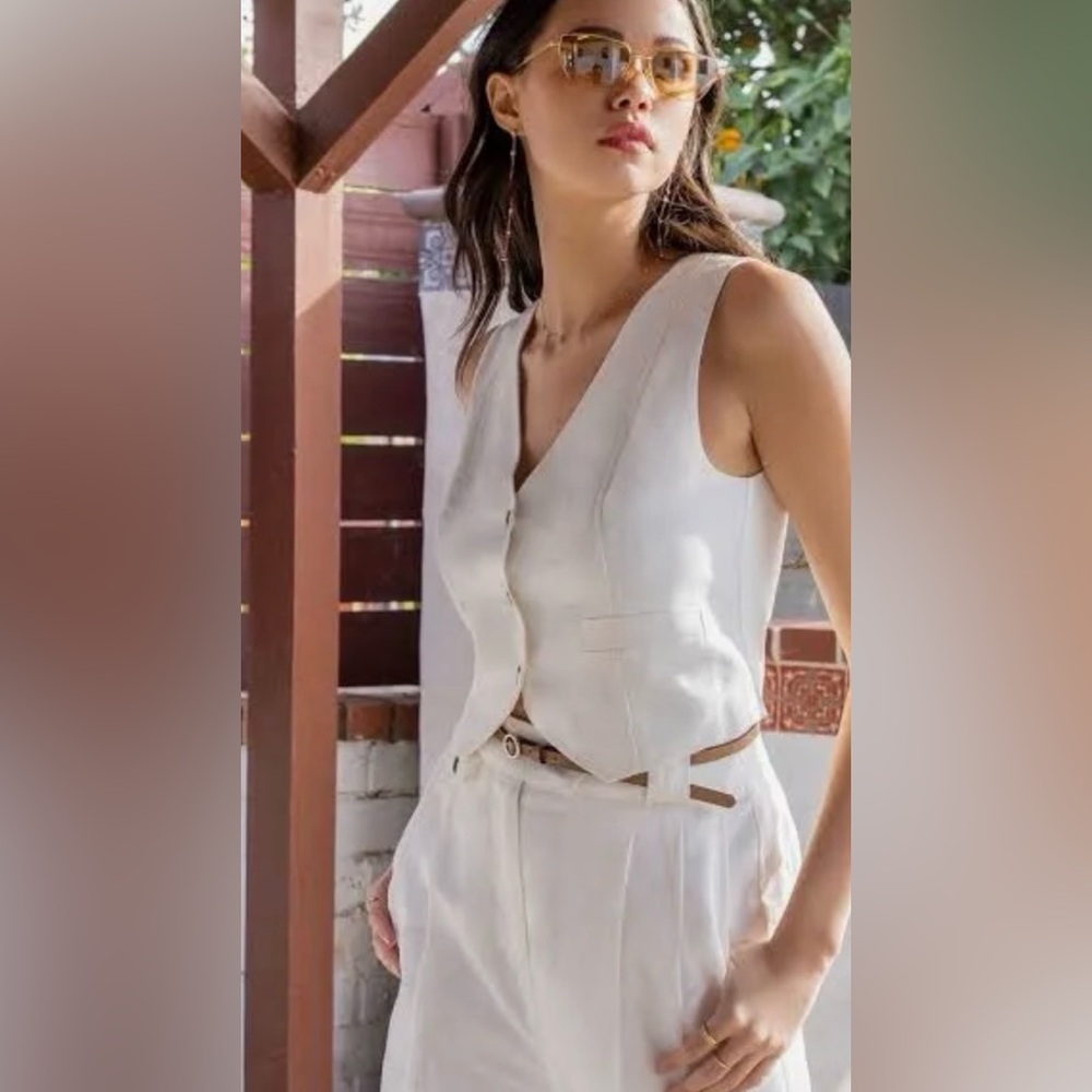 THE WORKSHOP Linen Vest for women size S. New. With Tag. Color: White